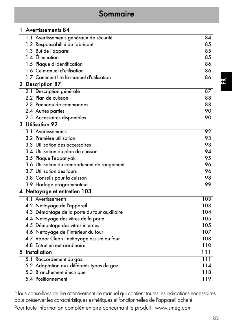 Page n°1 - Mode d'emploi Smeg TR4110RW1