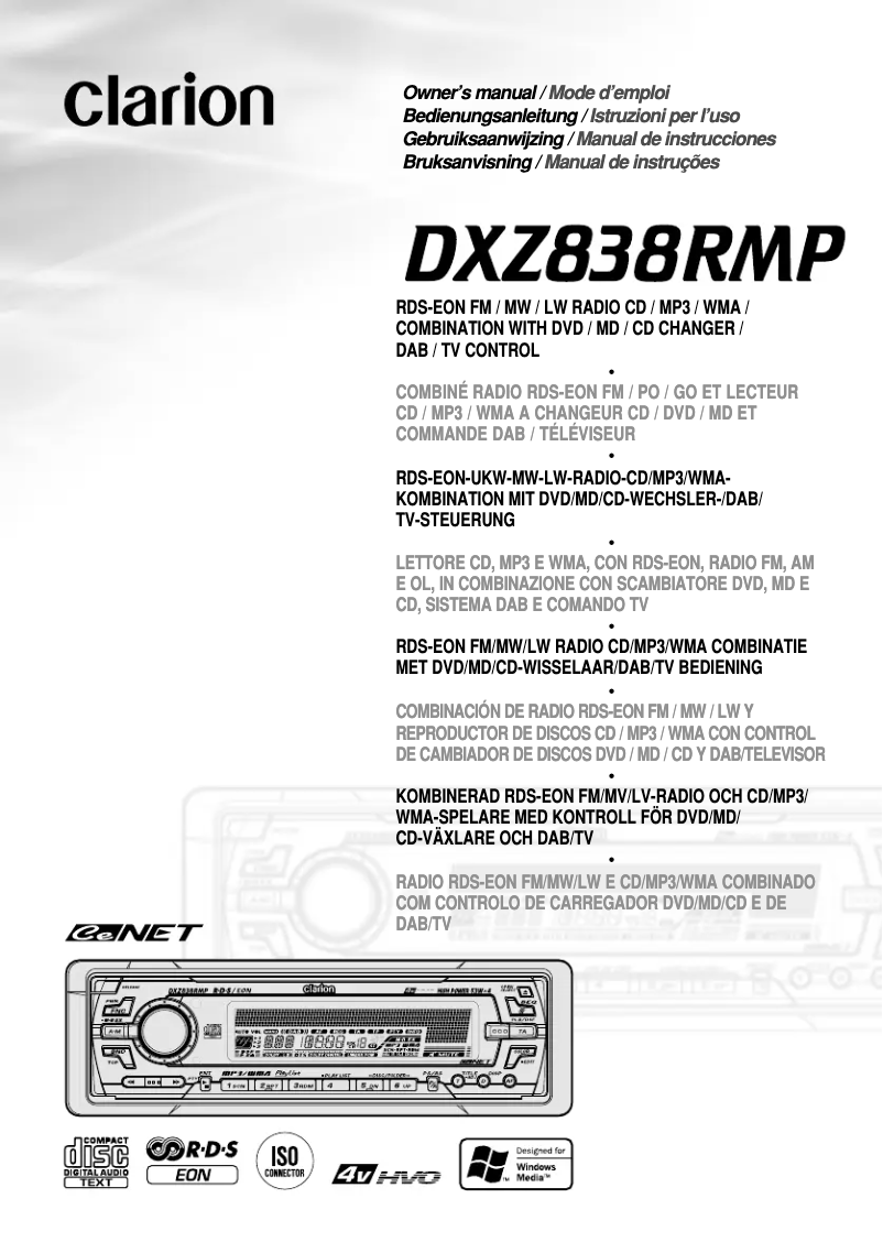Página 1 del manual Manual de usuario Clarion DXZ838RMP