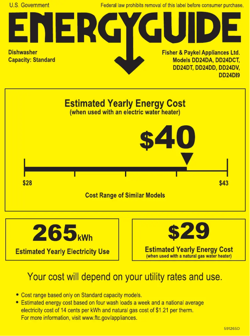 Page n°1 - Label énergétique Fisher & Paykel DD24DAX9 N
