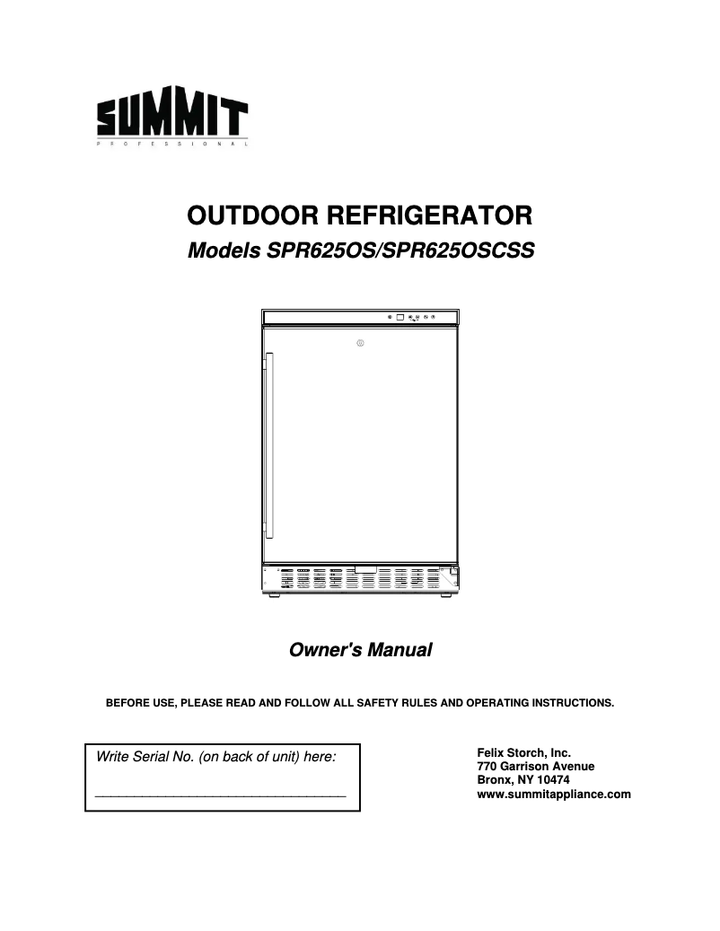 Imagen de la primera página del manual del dispositivo SPR625OSCSS