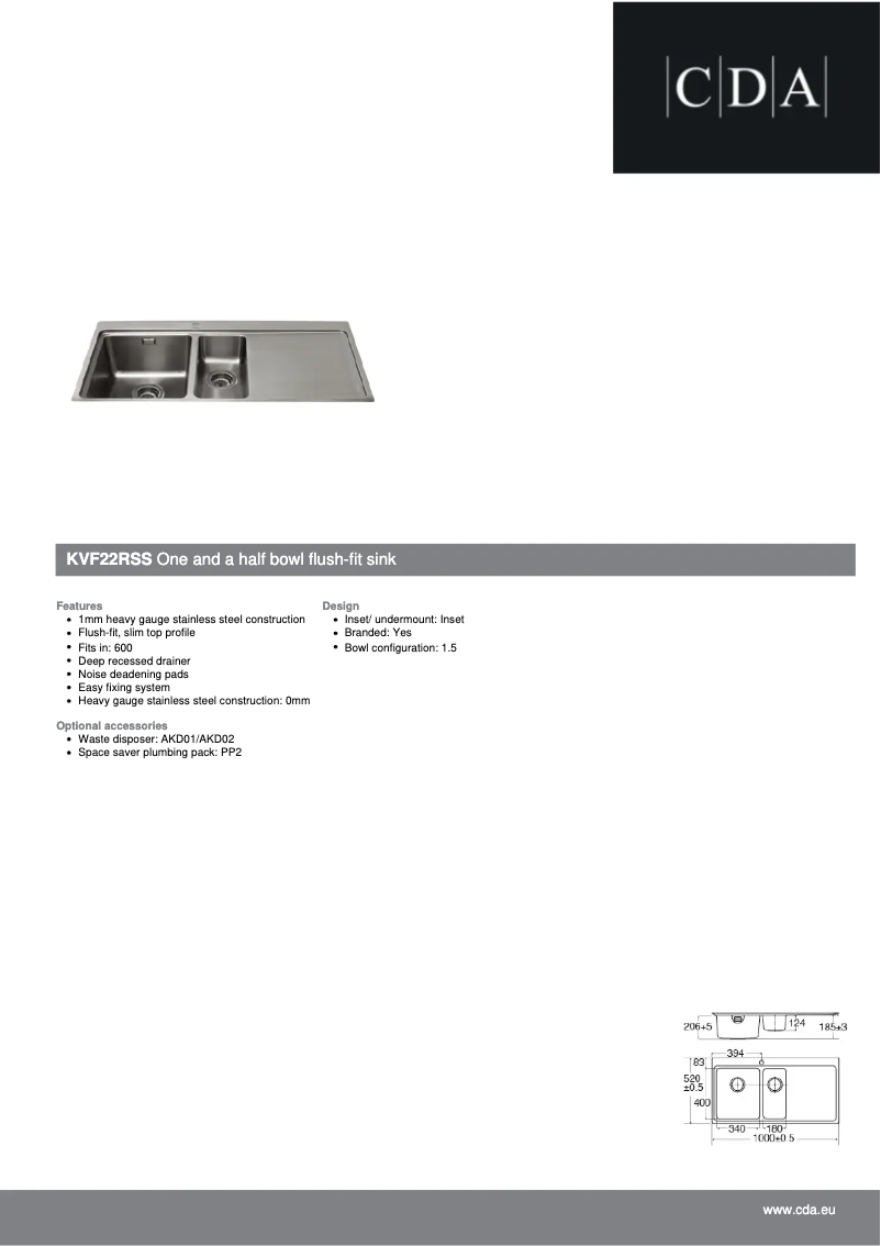 Page 1 de la notice Fiche technique CDA KVF22RSS