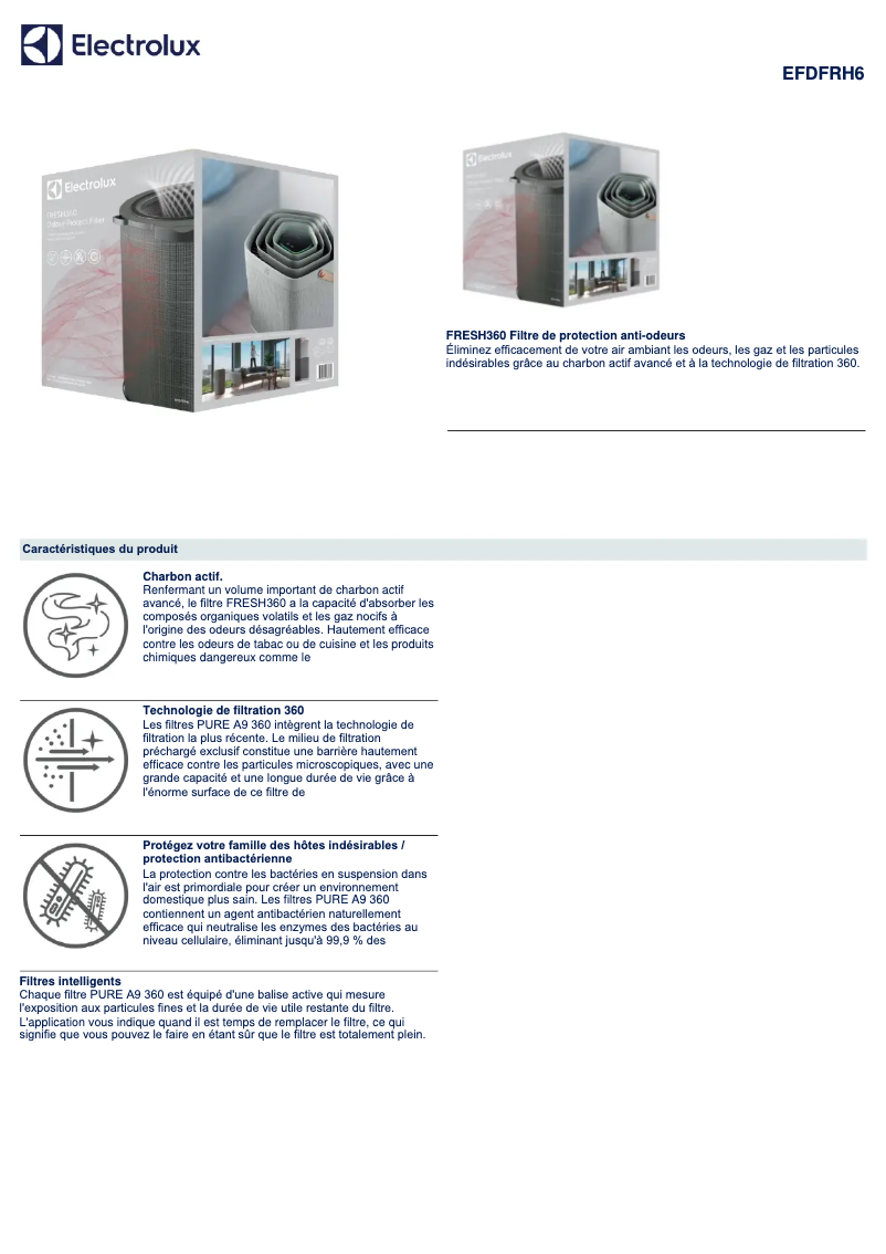 Page 1 de la notice Manuel utilisateur Electrolux EFDFRH6