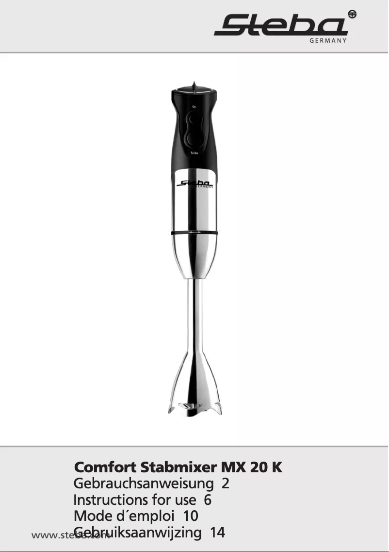 Page 1 de la notice Manuel utilisateur Steba MX 20 K