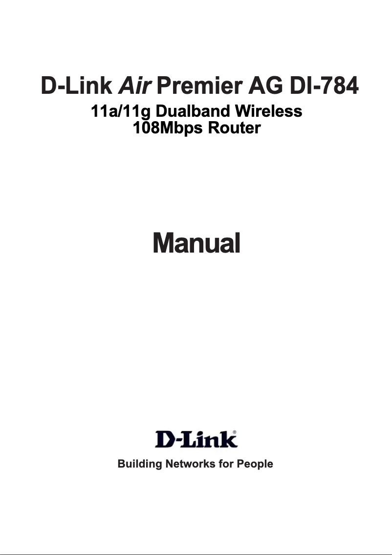 Page n°1 - Manuel utilisateur D-Link Air Premier AG DI-784