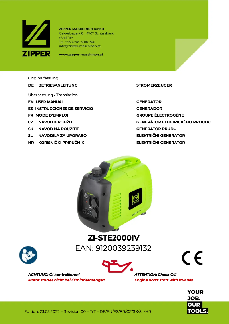 Page n°1 - Manuel utilisateur Zipper ZI-STE2000IV