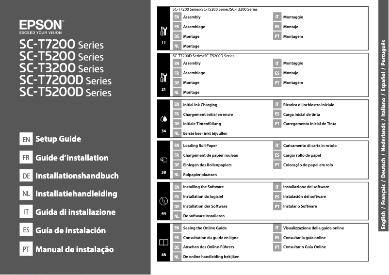 Page 1 de la notice Guide d'installation Epson SC-T3200