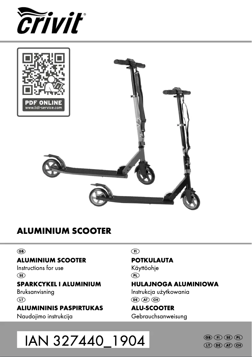 Page 1 de la notice Manuel utilisateur Crivit IAN 327440