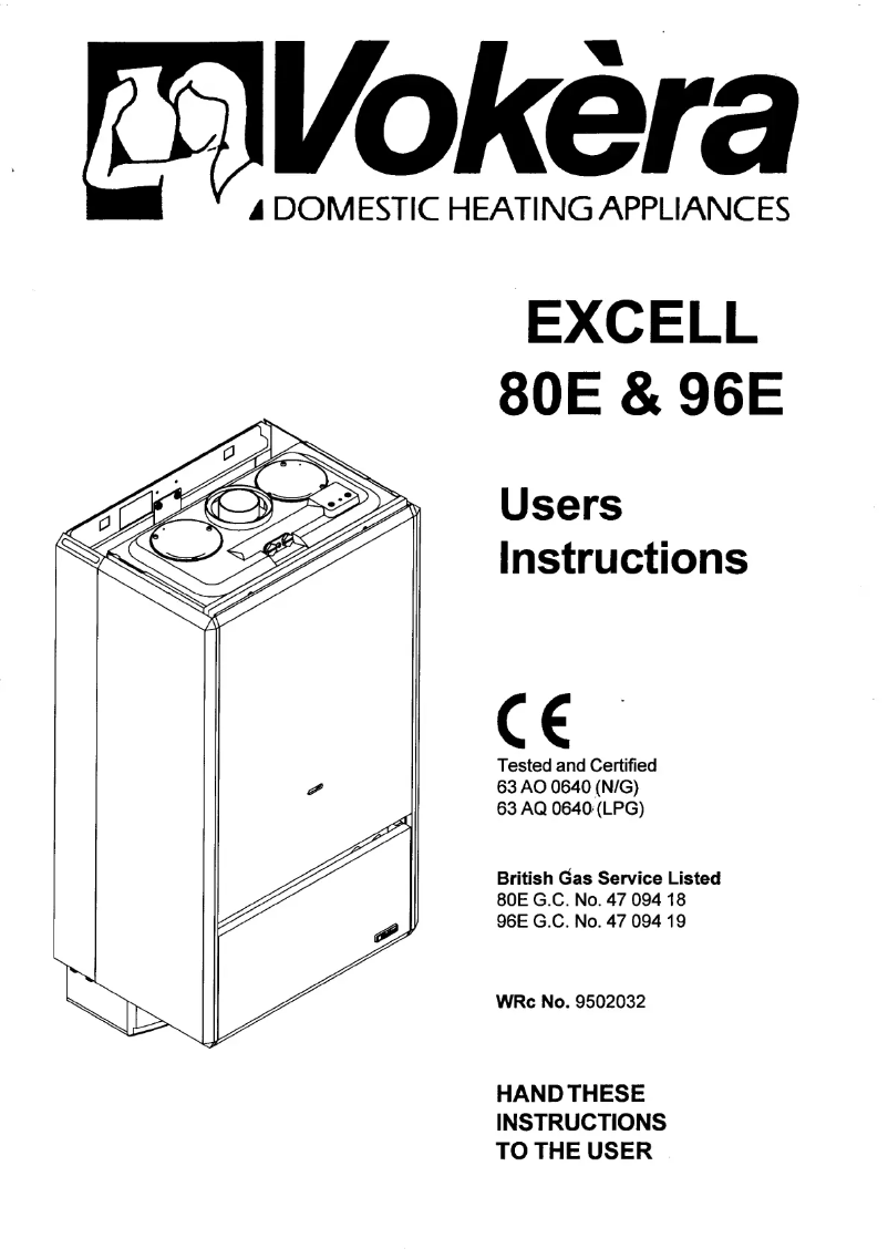 Page n°1 - Manuel utilisateur Vokèra Excell 80E