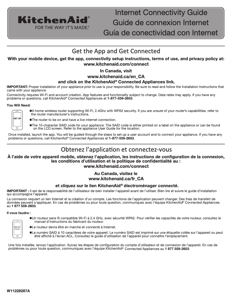 Page 1 de la notice Guide de démarrage rapide KitchenAid KCES550HSS