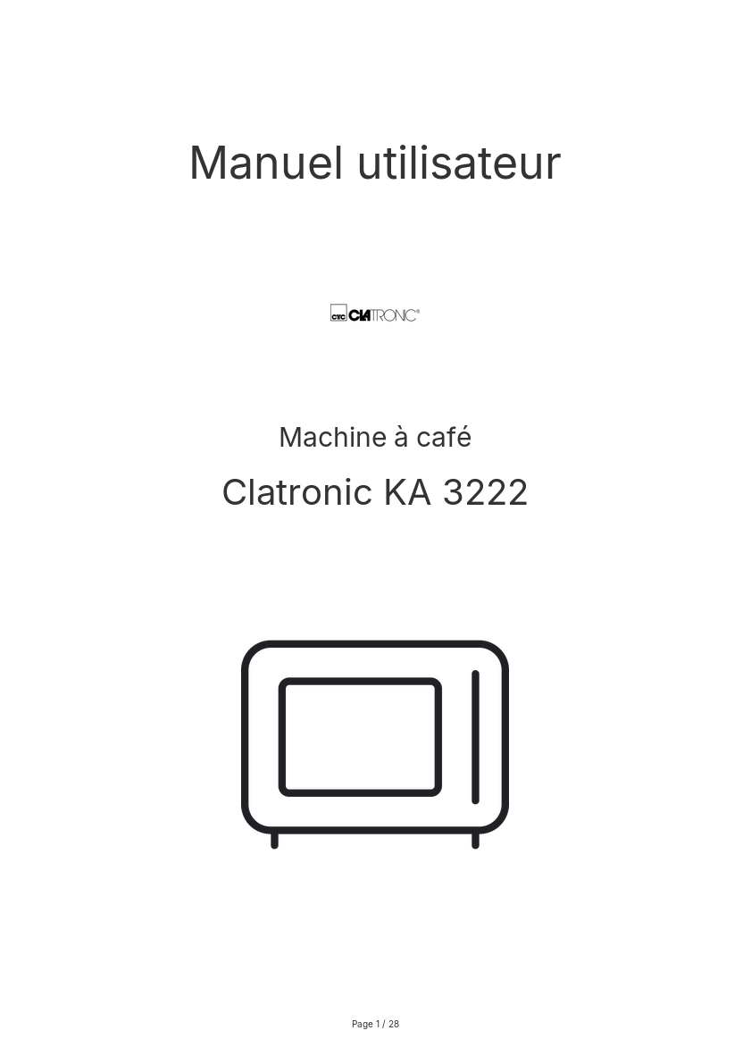 Page n°1 - Manuel utilisateur Clatronic KA 3222