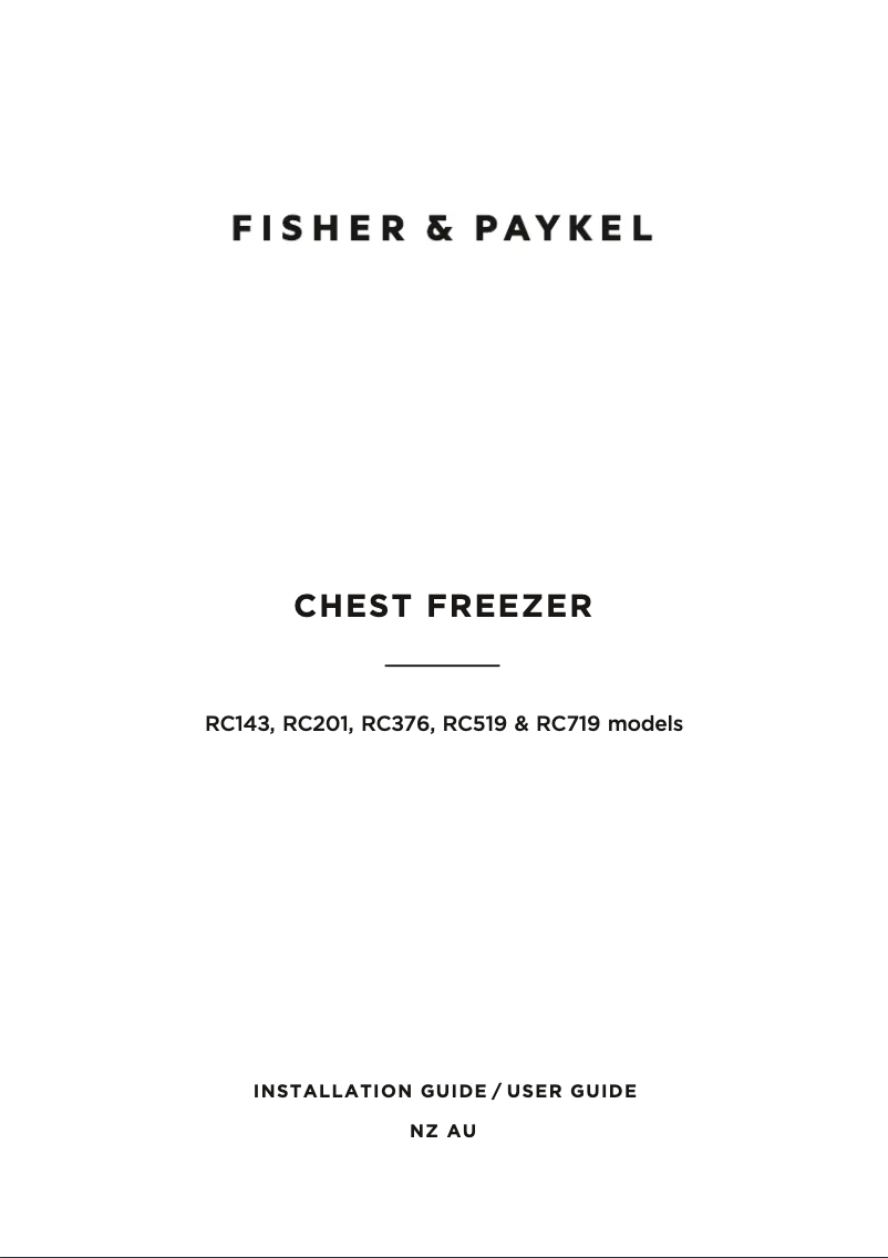 Page n°1 - Guide d'installation Fisher & Paykel RC376W2