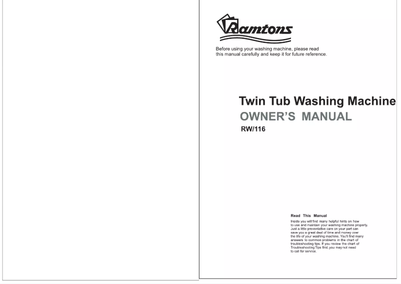 Page 1 de la notice Manuel utilisateur Ramtons RW/116