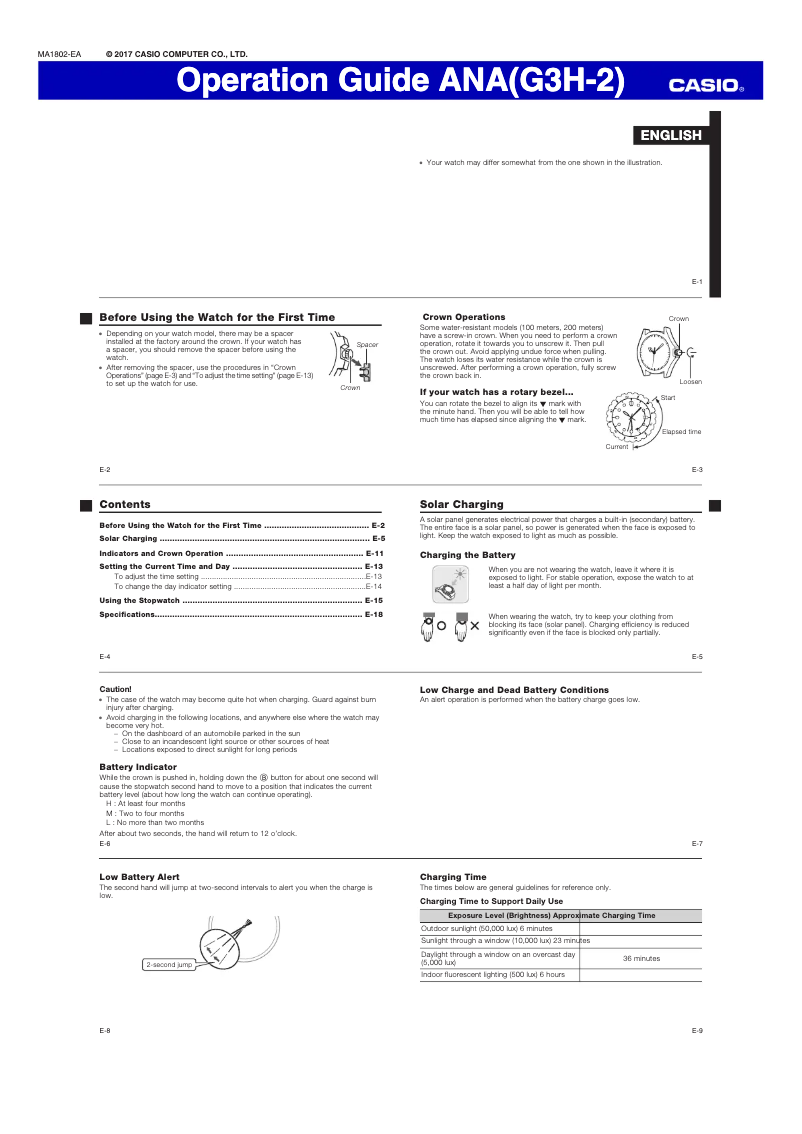 Page 1 de la notice Manuel utilisateur Casio Edifice EFS-S540DB-1BUEF