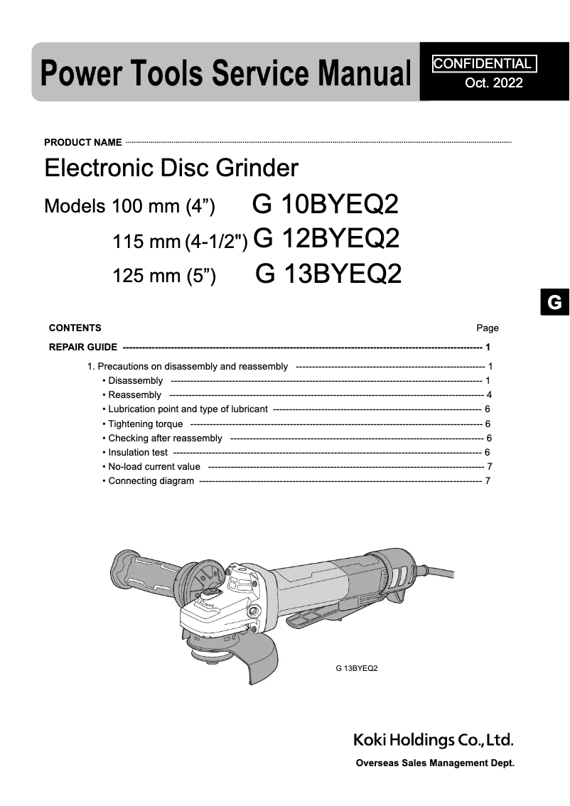 Page n°1 - Manuel utilisateur Metabo G13BYEQ2