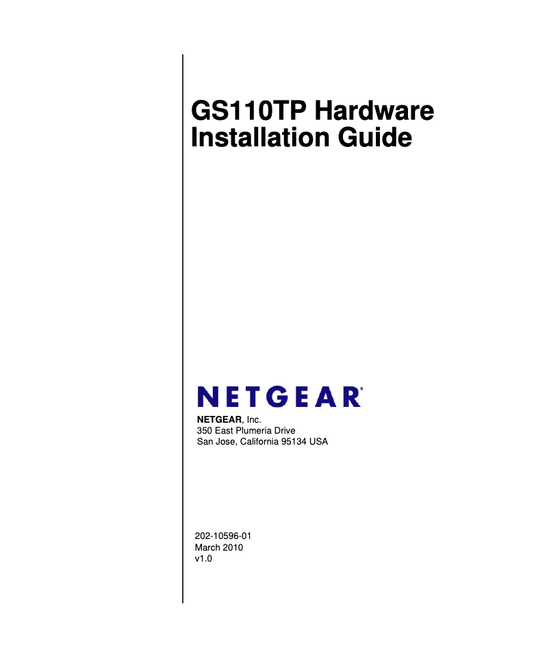 Page n°1 - Guide d'installation Netgear GS110TP