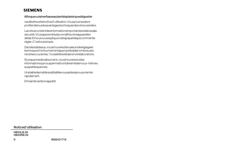 Page 1 de la notice Mode d'emploi Siemens HB33RB550