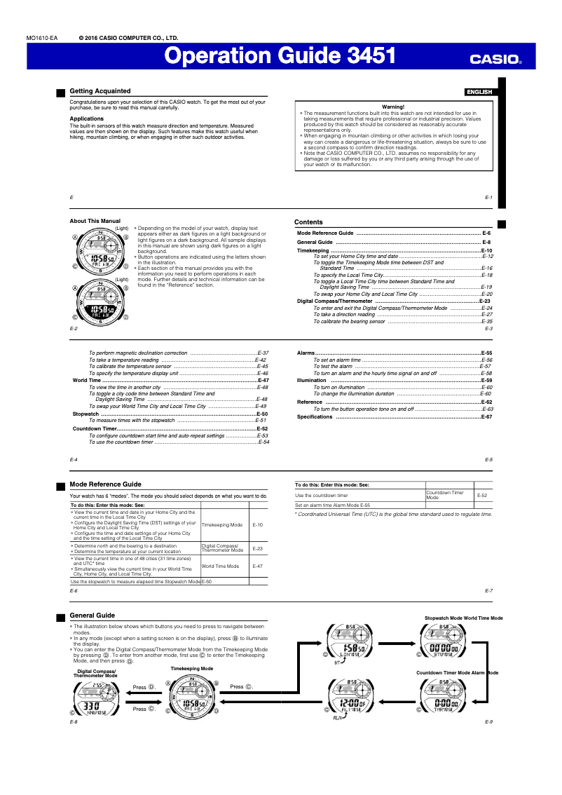 Page 1 de la notice Manuel utilisateur Casio SGW-600H-2AER