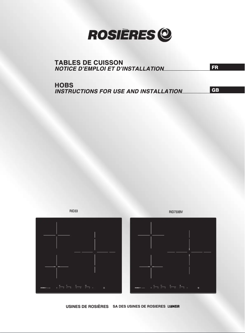 Page 1 de la notice Manuel utilisateur Rosieres RID 33