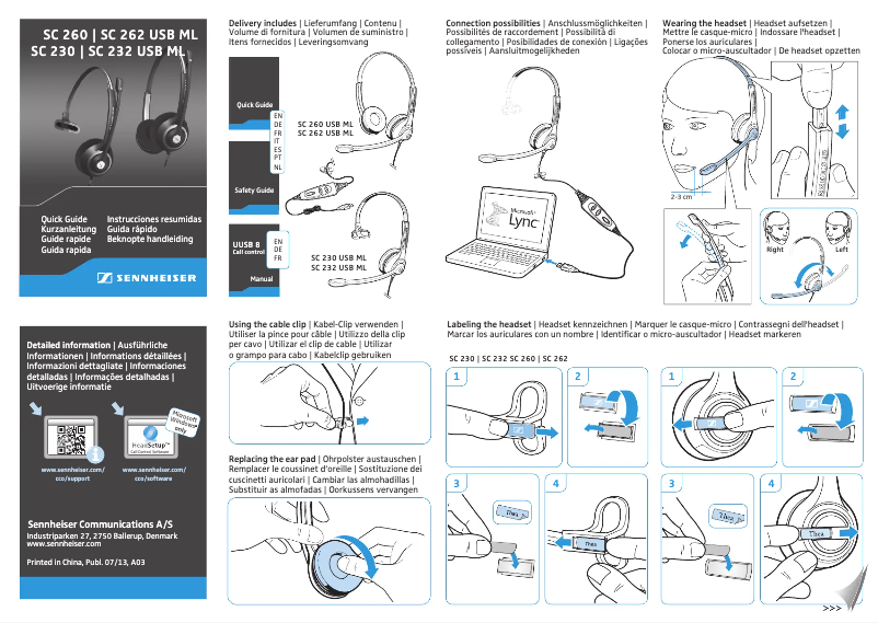 Page 1 de la notice Manuel utilisateur Sennheiser SC 70 USB MS