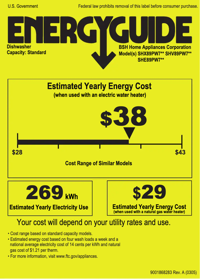 Page n°1 - Label énergétique Bosch SHE89PW75N