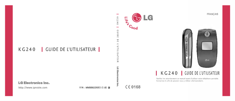 Page 1 de la notice Manuel utilisateur LG KG240