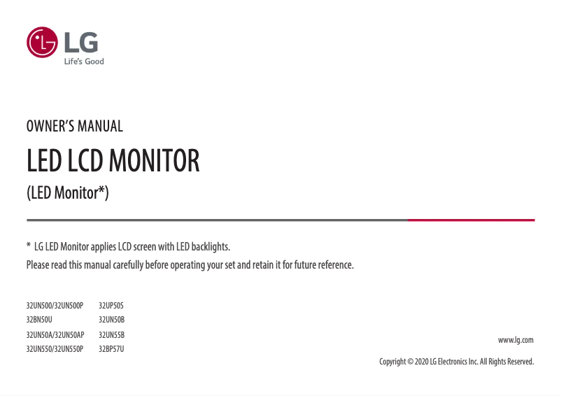 Page n°1 - Manuel utilisateur LG 32UN550P
