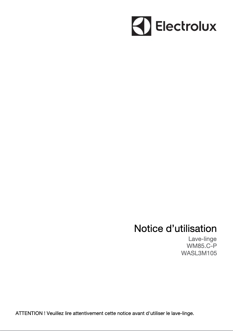 Page n°1 - Manuel utilisateur Electrolux WASL3M105