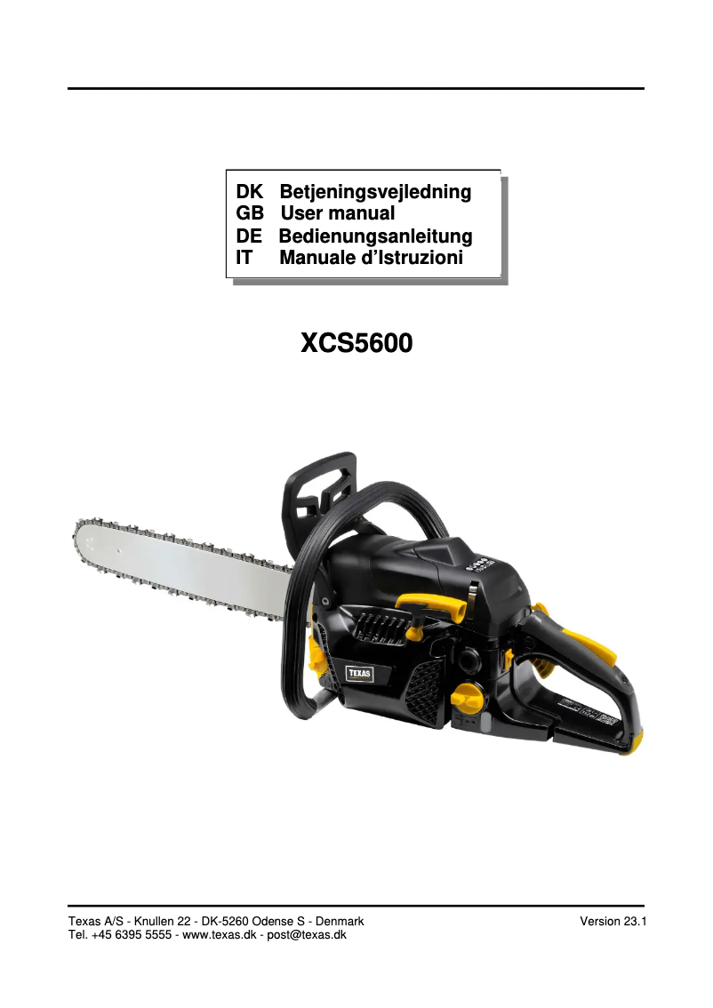 Page n°1 - Manuel utilisateur Texas XCS5600