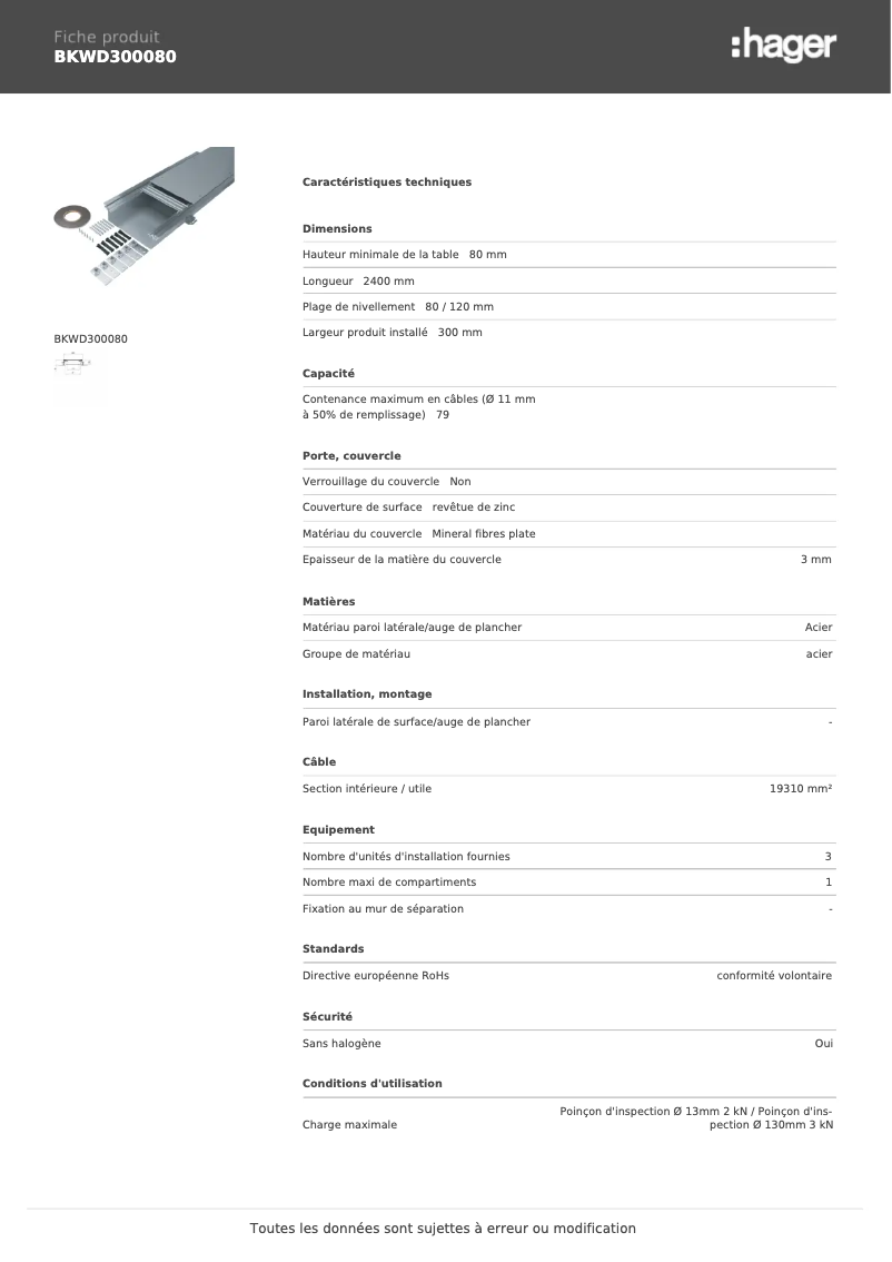 Image de la première page du manuel de l'appareil BKWD300080