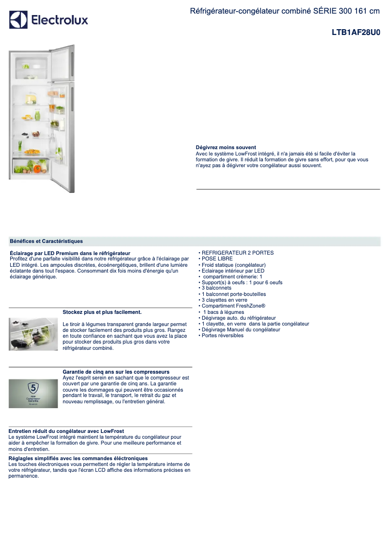 Page n°1 - Fiche technique Electrolux LTB1AF28U0