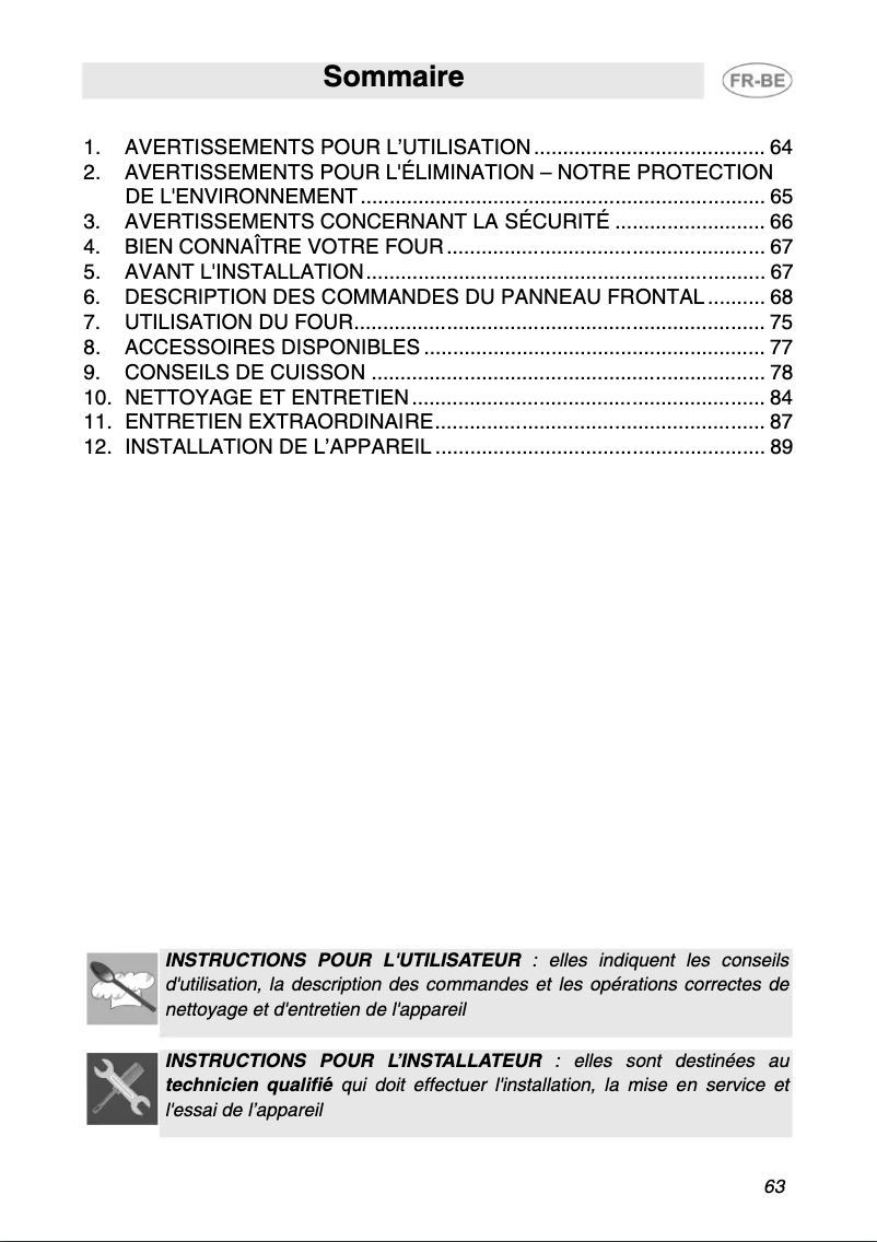 Page 1 de la notice Manuel utilisateur Smeg SI850RA-5