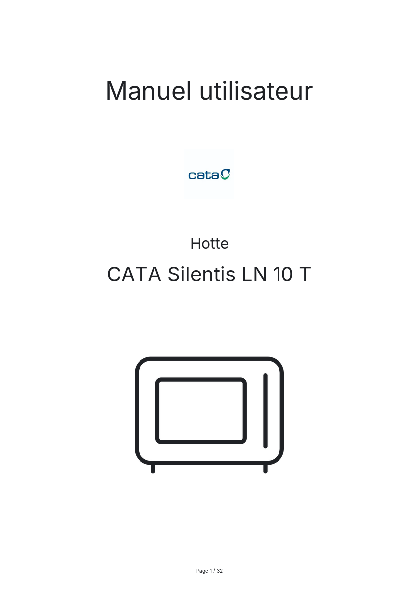 Page n°1 - Manuel utilisateur CATA Silentis LN 10 T