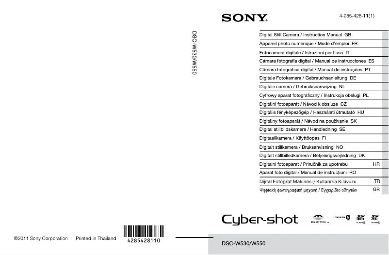 Page 1 de la notice Manuel utilisateur Sony Cybershot DSC-W550