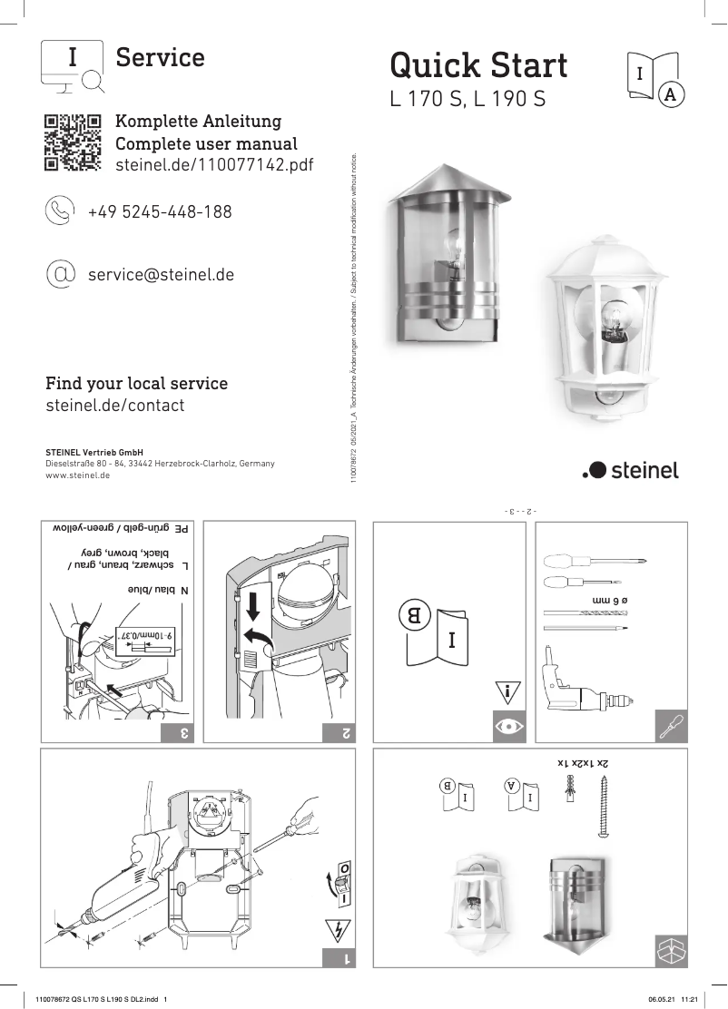 Página 1 del manual Guía de inicio rápido Steinel L 190 S