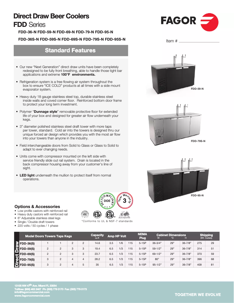 Page 1 de la notice Fiche technique Fagor FDD-59S