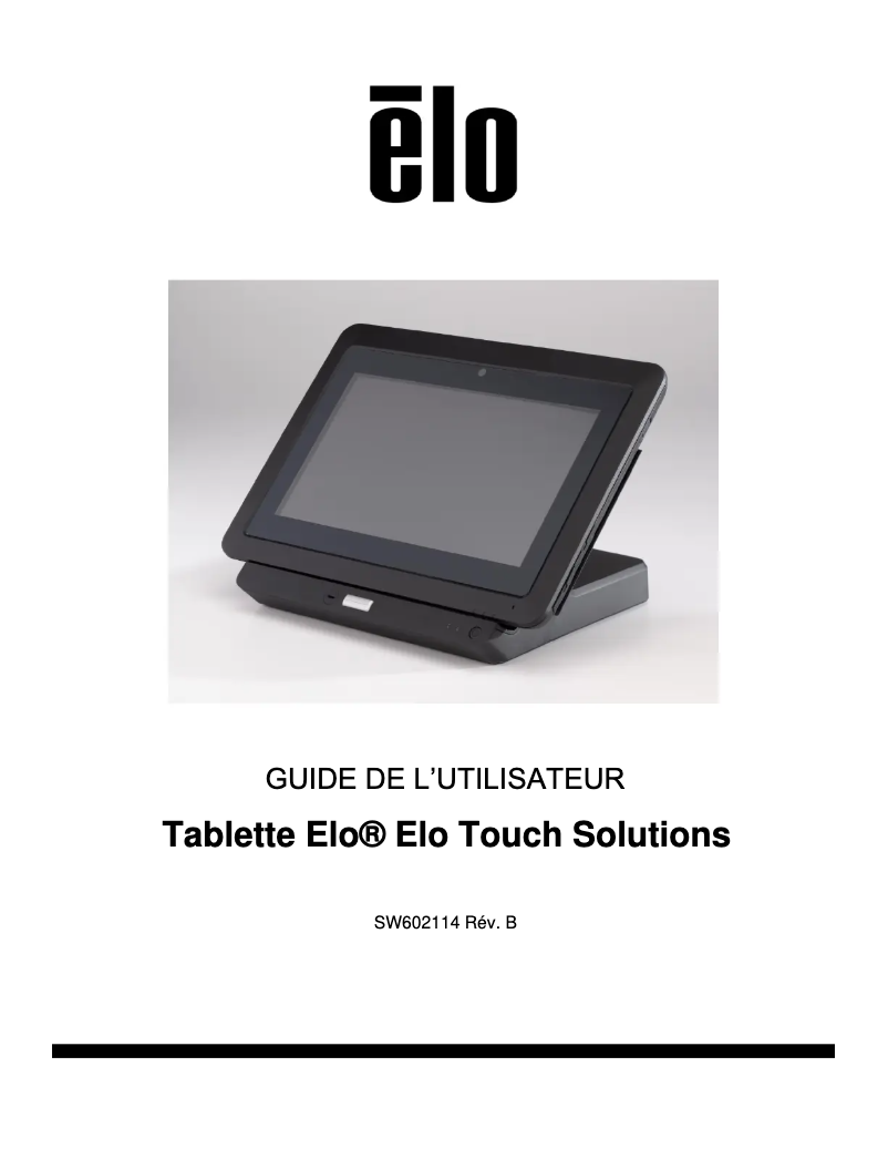 Page 1 de la notice Manuel utilisateur Elo Tablet