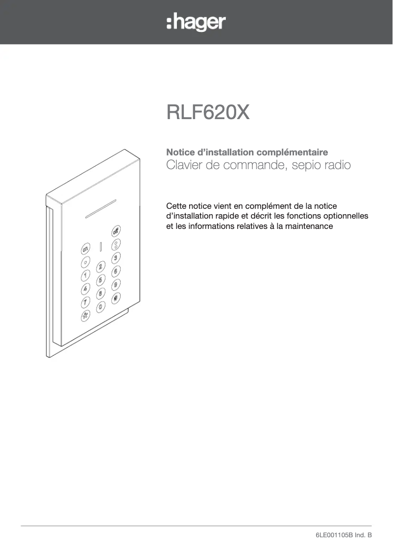 Page 1 de la notice Manuel utilisateur Hager RLF620X