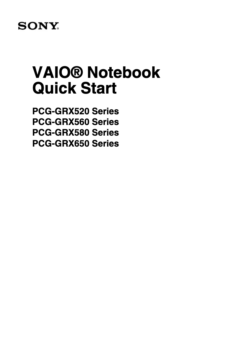 Página 1 del manual Guía de instalación Sony Vaio PCG-GRX650