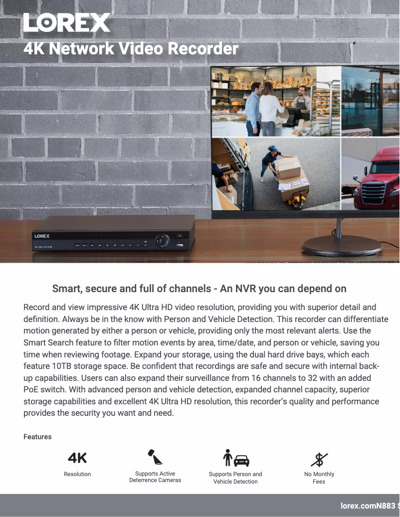 Page n°1 - Fiche technique Lorex N883A64B