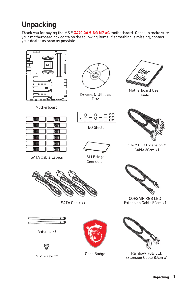 Page 1 de la notice Manuel utilisateur MSI X470 Gaming M7 AC X470
