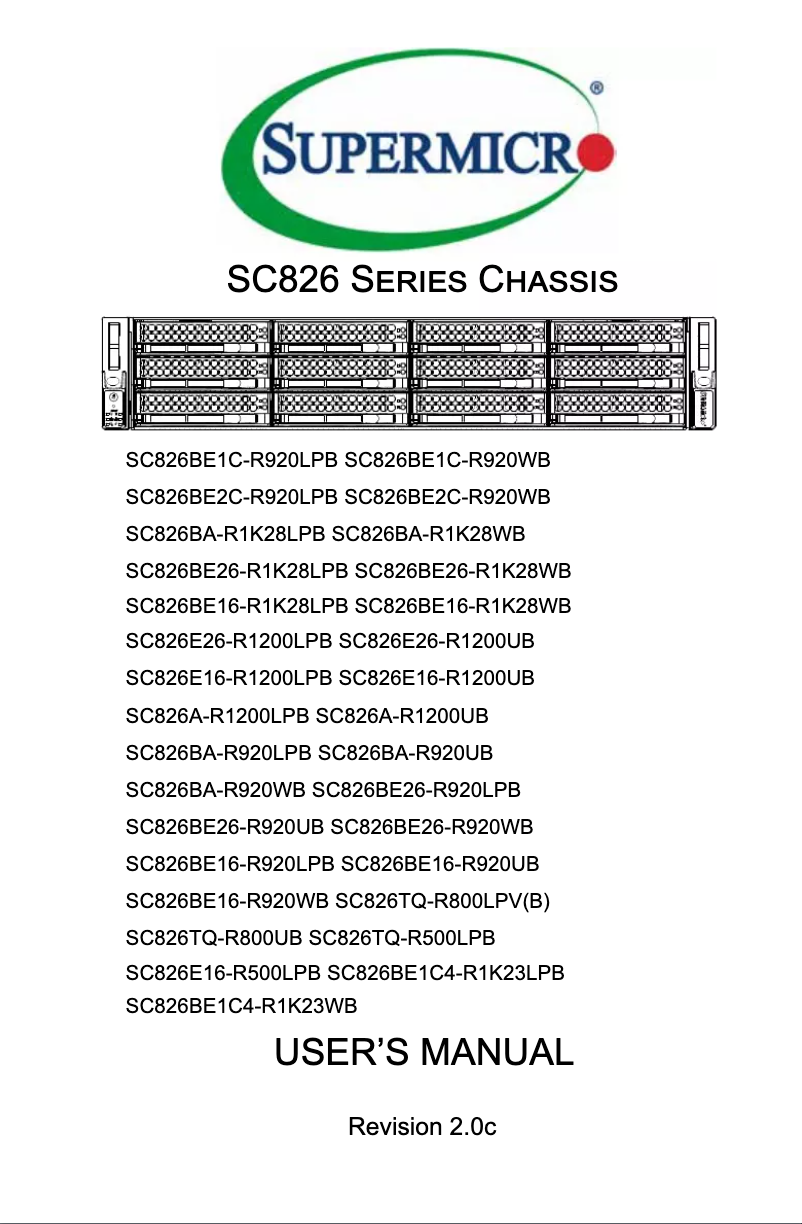 Image de la première page du manuel de l'appareil SuperChassis SC826