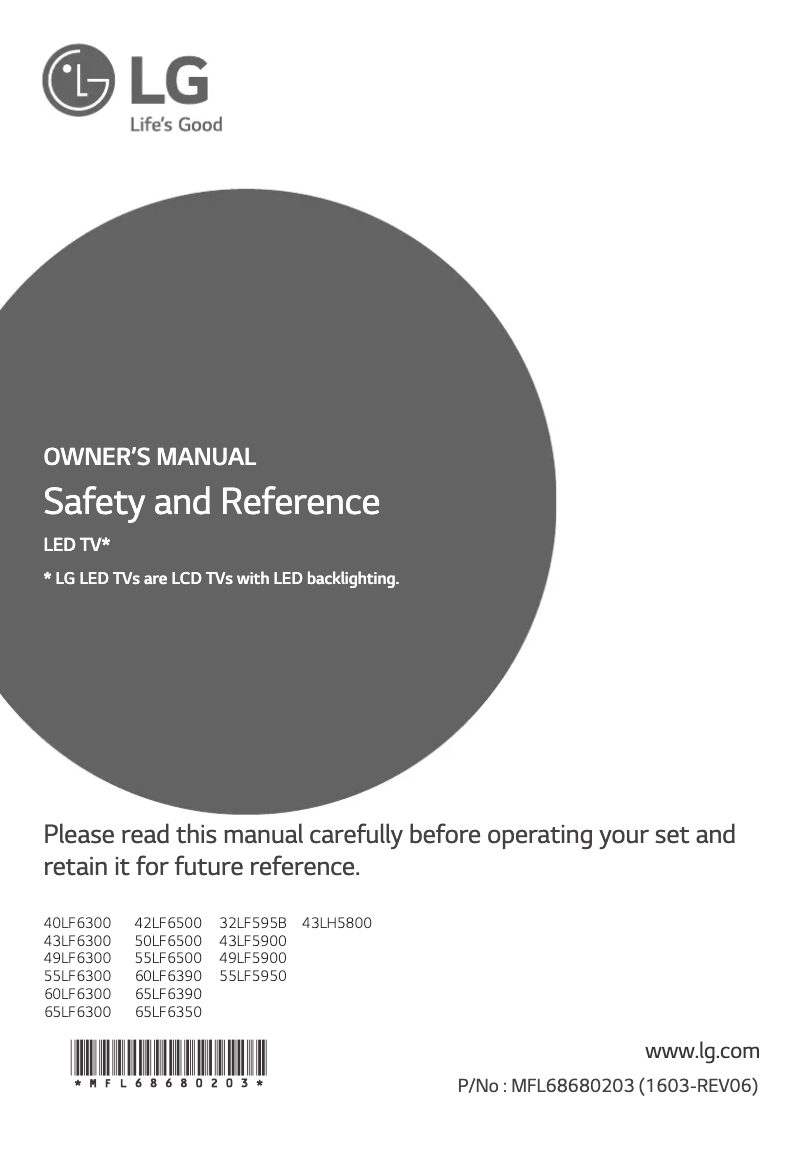 Page n°1 - Manuel utilisateur LG 65LF6350