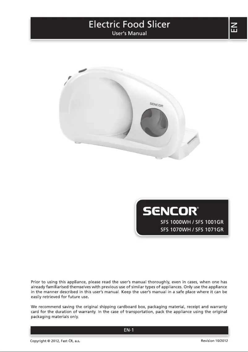 Page n°1 - Manuel utilisateur Sencor SFS 1070WH