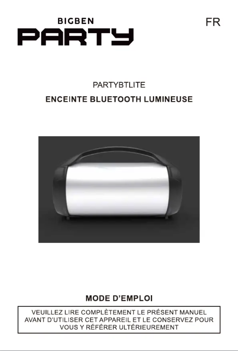 Page 1 de la notice Manuel utilisateur Bigben PARTYBTLITE