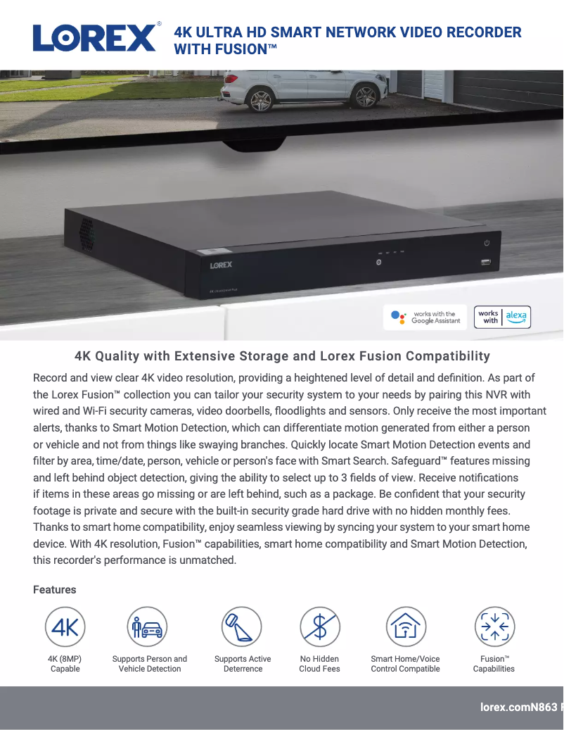 Page n°1 - Fiche technique Lorex N863A63B