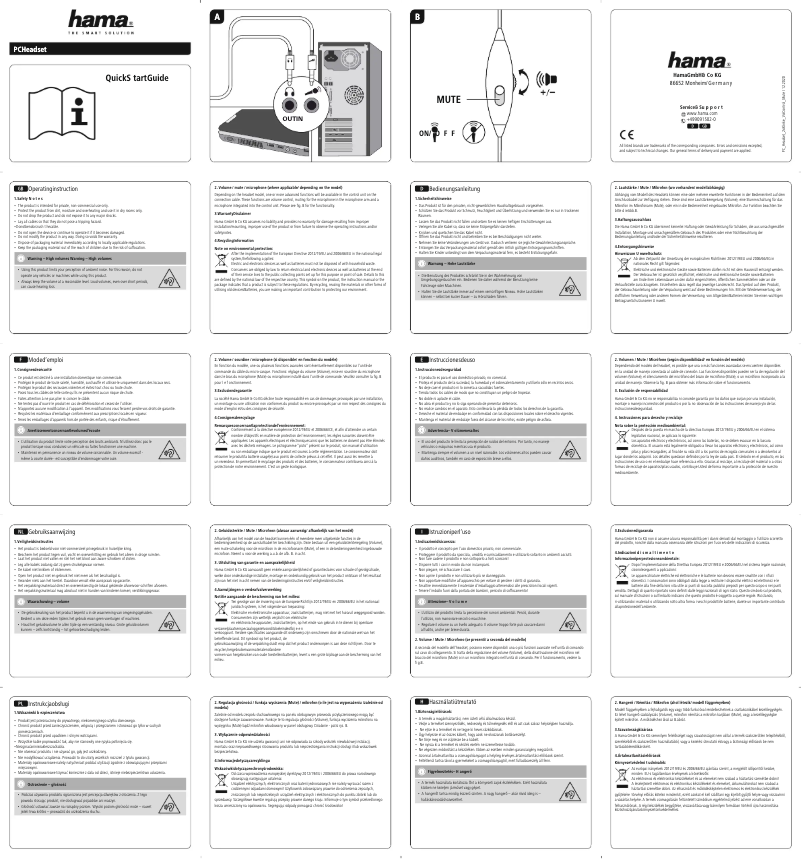 Page 1 de la notice Manuel utilisateur Hama HS-P200