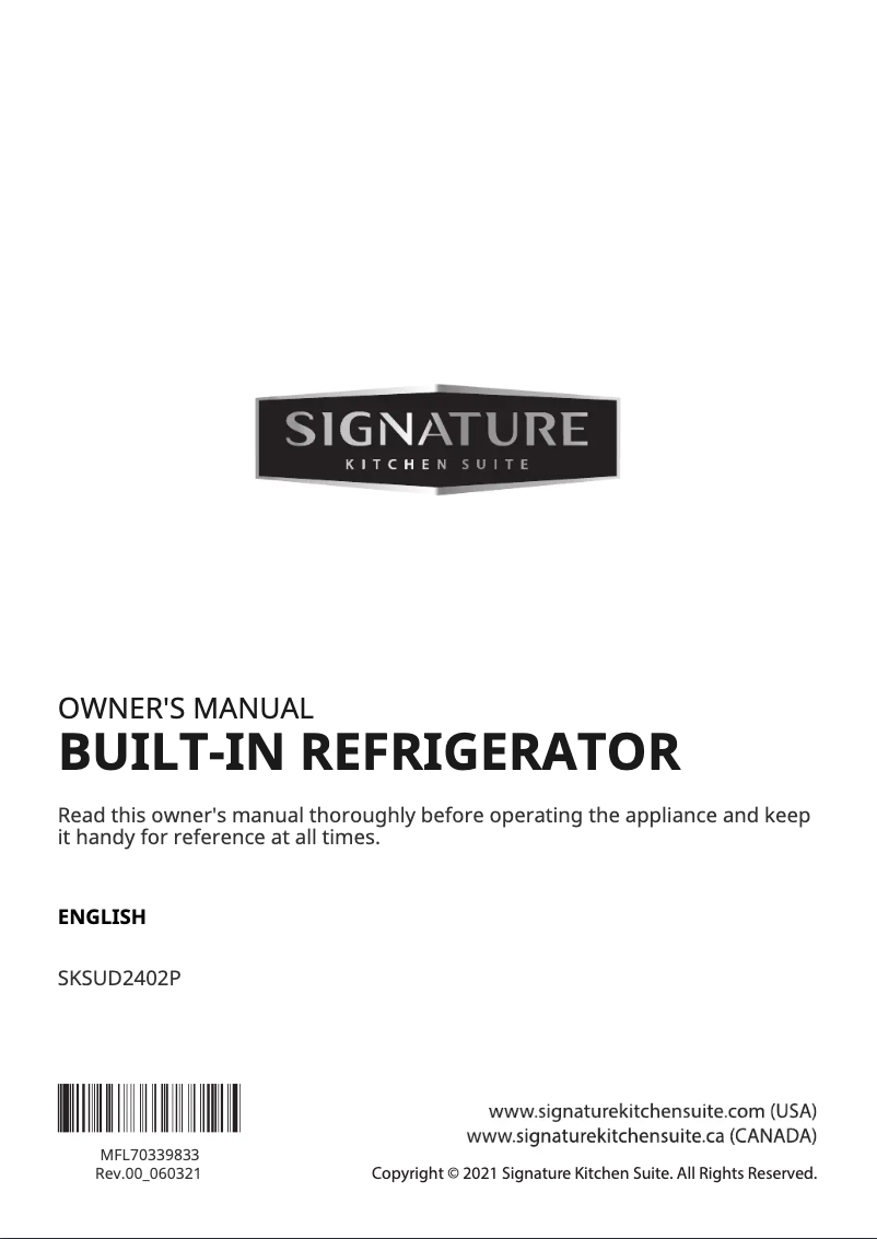 Page n°1 - Manuel utilisateur LG SKSUK240DS