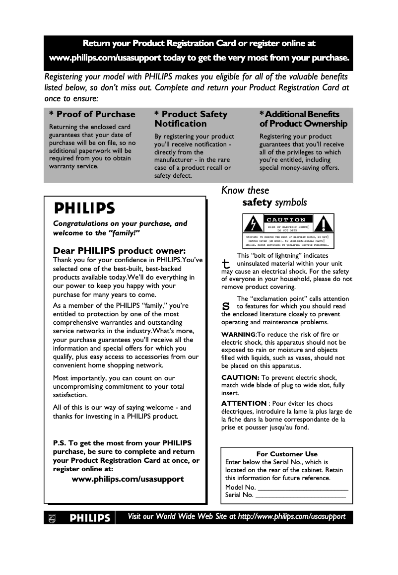 Page 1 de la notice Manuel utilisateur Philips 42PF9431D