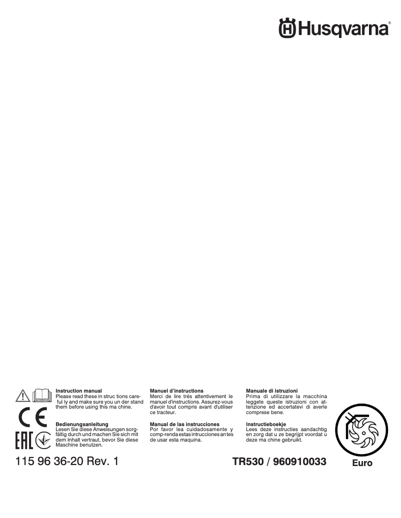 Page n°1 - Manuel utilisateur Husqvarna TR 530