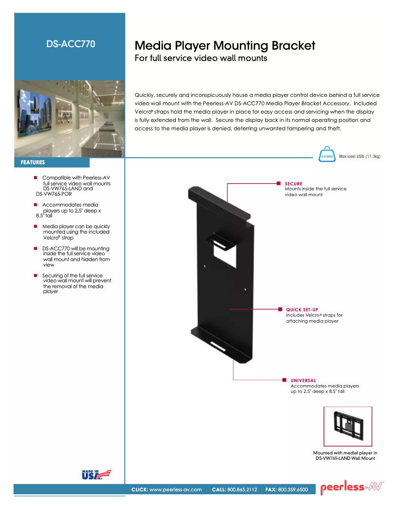Page n°1 - Manuel utilisateur Peerless-AV DS-ACC770